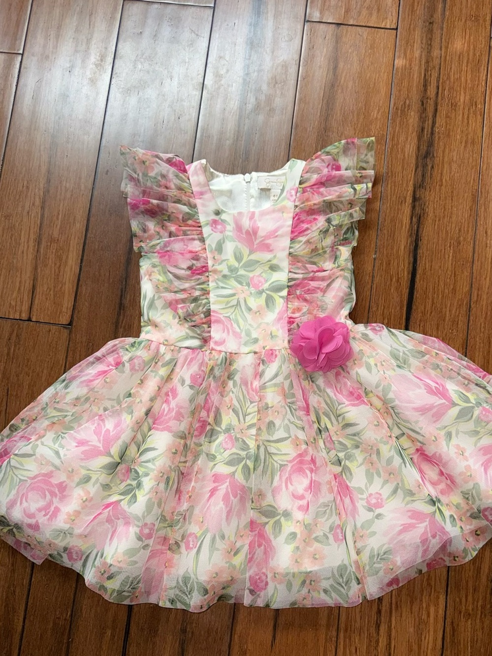 Jessica Simpson Pink and Cream Floral Party Dress for Girls
